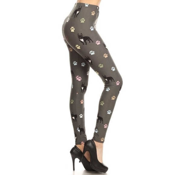 LEGGINGS DEPOT FRENCH bulldog print full length Leggings Size 12 NWT - Picture 2 of 4